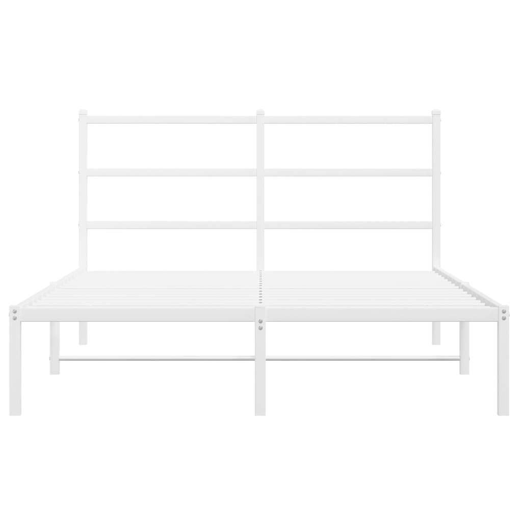 vidaXL Bettgestell mit Kopfteil Metall Weiß 140x190 cm Image