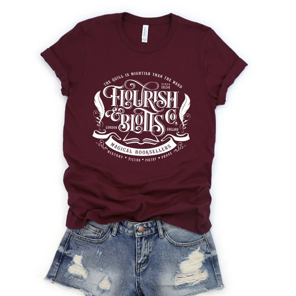 Gedeihen und löscht T-Shirt Zauberer Shirt Buch lesen magische T-Shirt magische Schule T-Shirt Kurzarm Streetwear Tops grafische T-Shirts