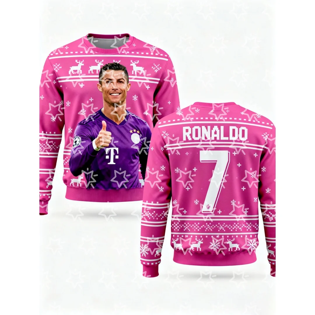 Ronaldo Charakter Grafik Hoodie Weihnachtsstil Hoodie Fußballtrikot Herbst Y2K Kinder Hoodies Herren- und Damen-Sweatshirts Image