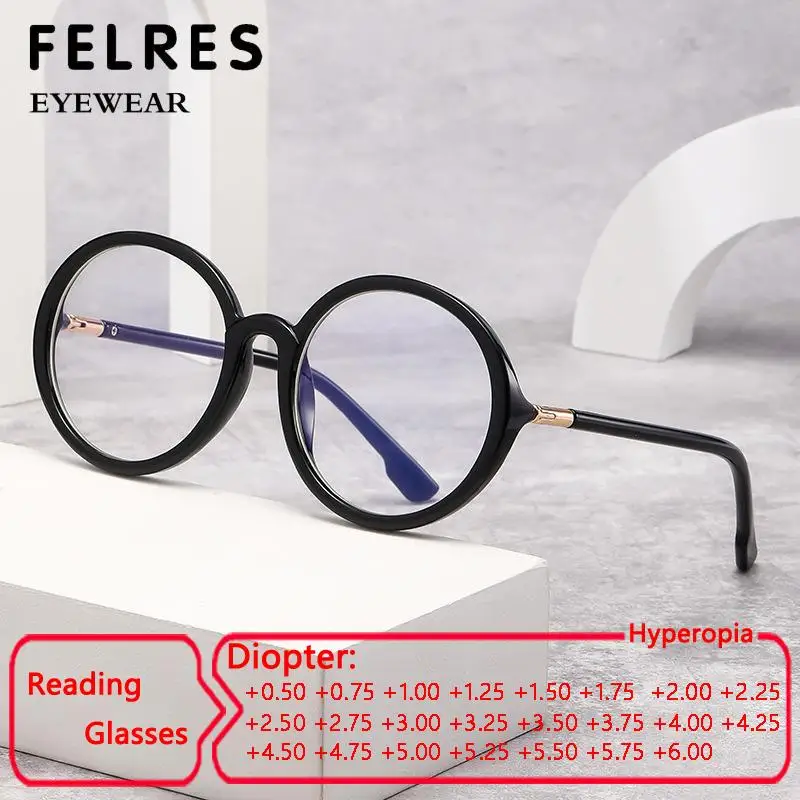 Neue klassische Retro runde Rahmen Anti Blaulicht Lesebrille Frauen Männer Anti-Strahlung optische Vergrößerung presbyopische Brille Image