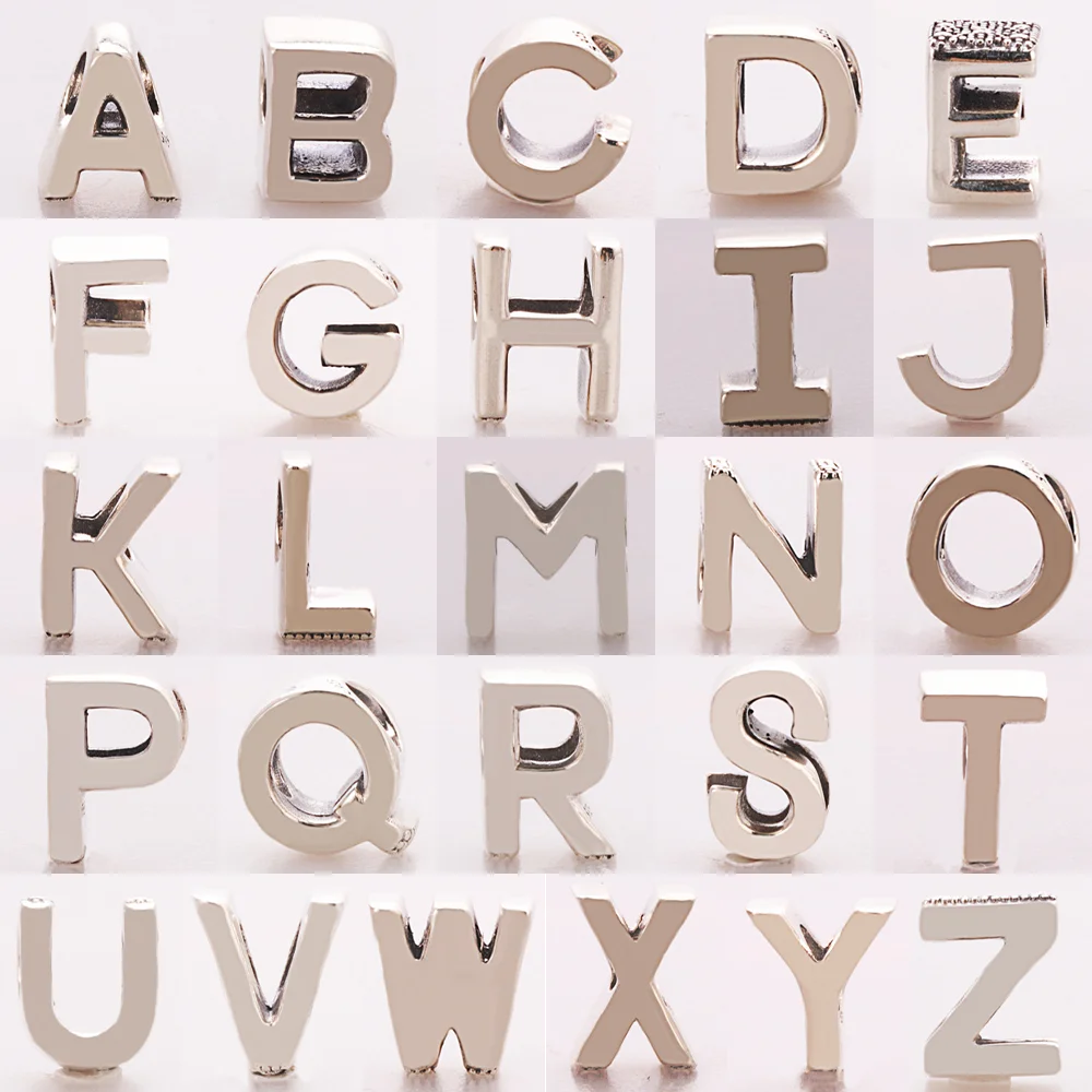 Original 925er Silber, eleganter A-Z-Anhänger mit weißem Zirkon, 26 Buchstaben, passend für Armbänder, Damenschmuck, DIY, Geburtstag, Jahrestag, Geschenk