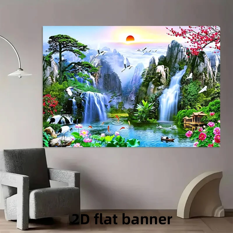 Neuer Wandteppich im chinesischen Stil für Fotografie-Hintergründe, Wanddekoration für Wohnzimmer und Schlafzimmer, Wandbehang aus Polyesterfaser, Heimdekoration Image