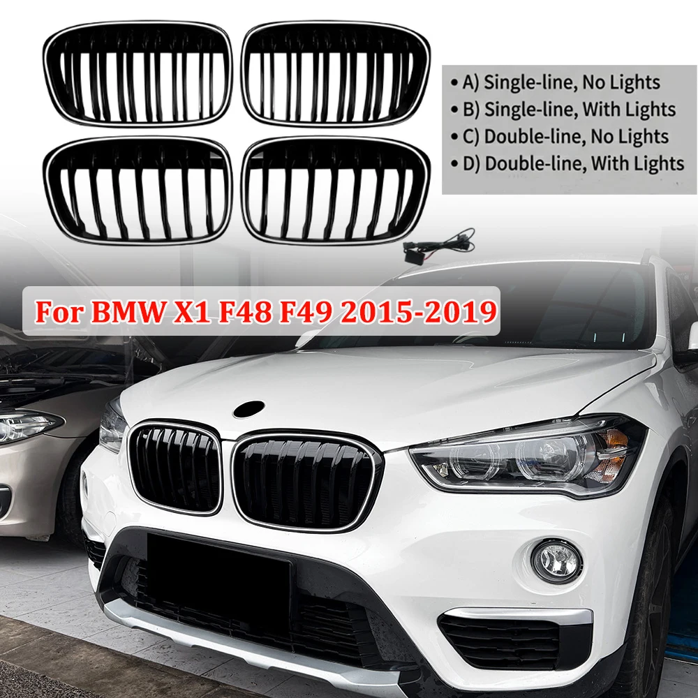 Für BMW X1 F48 F49 2015-2019 LED Mit/Ohne Lichter Mittelgrill Mit Einzel-/Doppelstangen Spoiler Modifikation Karosserie-Kit Image
