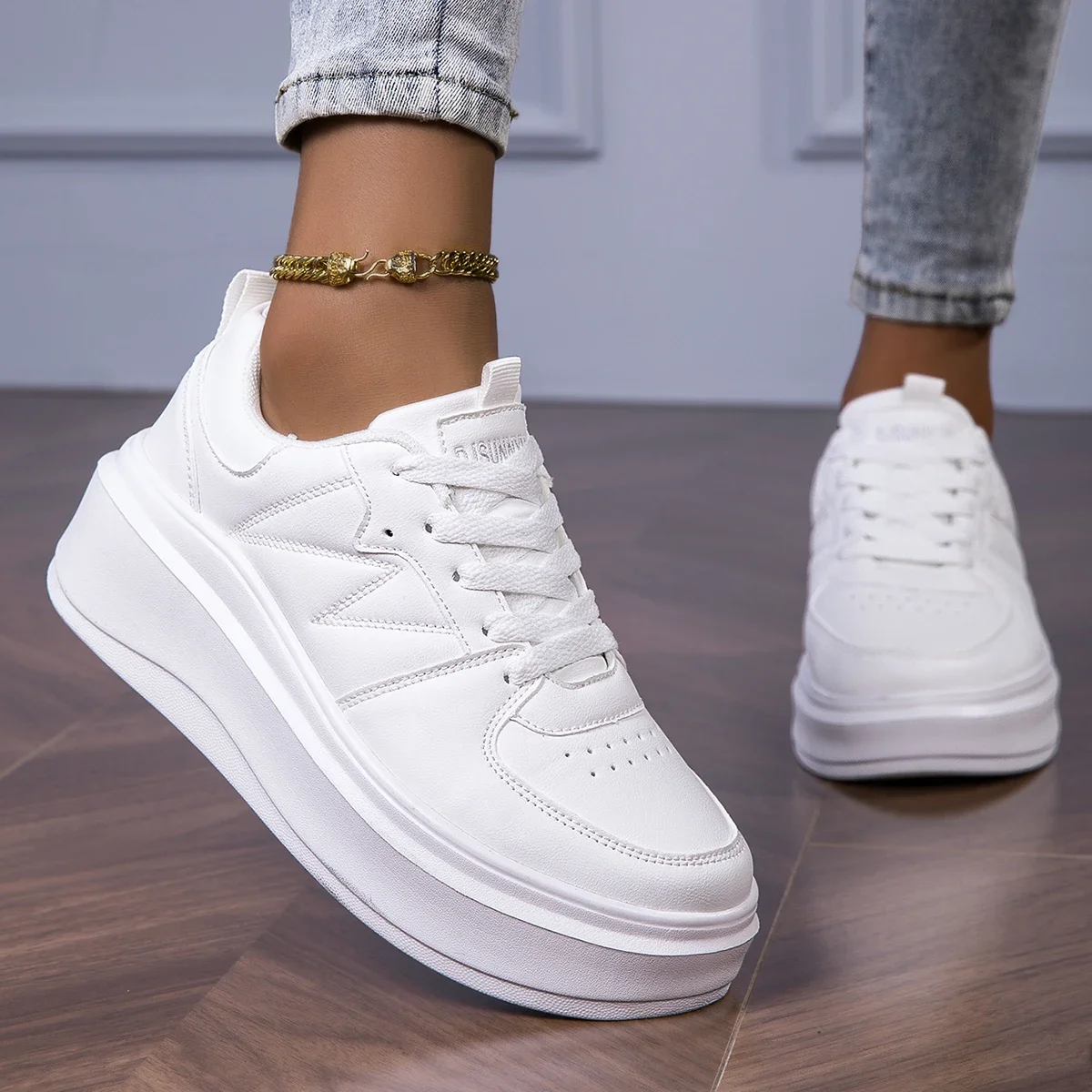 Lässige Sportschuhe für Damen, dicke Sohle, niedrige Schnürschuhe, vulkanisierte Schuhe, leichte Schuhe mit Gummisohle, Wintersaison, Schuhe für Erwachsene