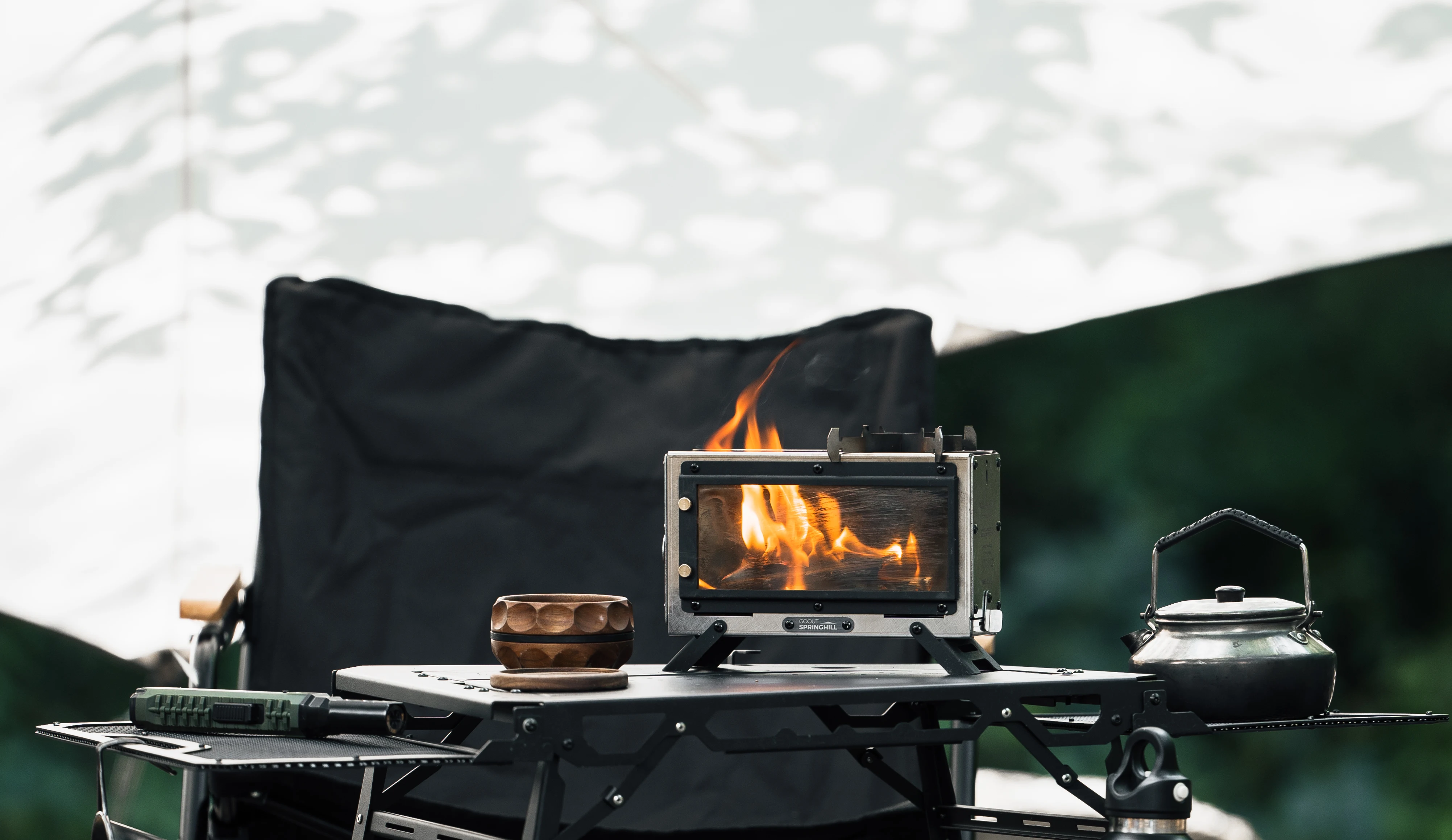 Goout Springhill Holzofen Tragbarer Quadratischer Brennholzofen aus Edelstahl Outdoor-Feuerheizofen für Picknick Wandern Camping Image