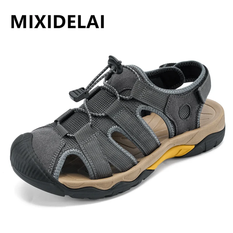 Neue Herren-Sandalen, Sommer, atmungsaktive Mesh-Sandalen für Herren, Outdoor, lässig, leichte Strandsandalen, modische Herrenschuhe, große Größe 38–47