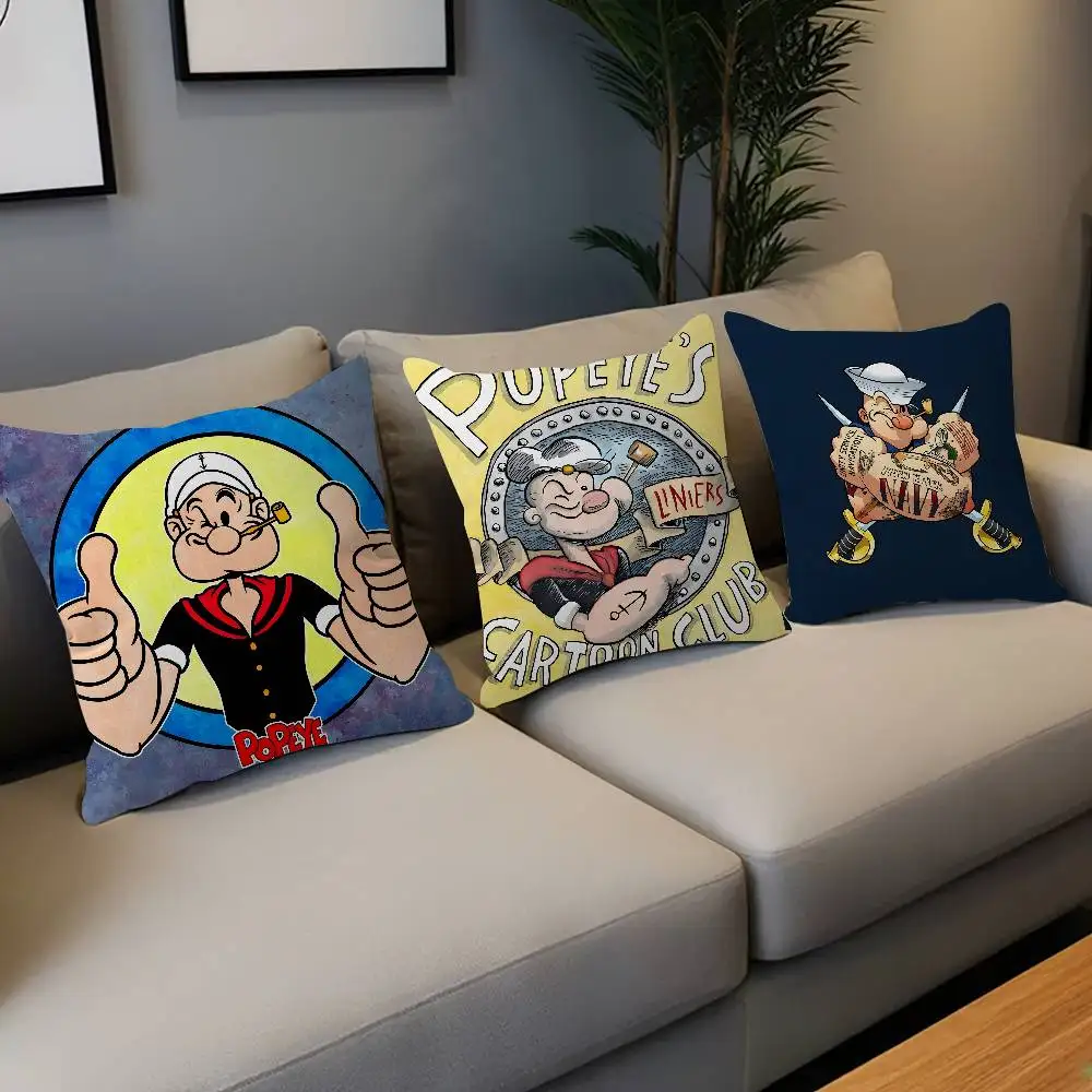 Animation Popeye Retro-Kissenbezug, Auto-Kissenbezug für Sofa, Auto, Weihnachtsgeschenk, 40 x 40 cm, 45 x 45 cm Image