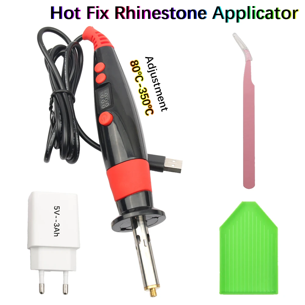 Digitales Temperaturkontroll-Heißfixierwerkzeug für Strass (80 ° C-350 ° C), USB-betriebenes Hot-Fix Strass-Positionierungswerkzeug, EU-Adapter Image