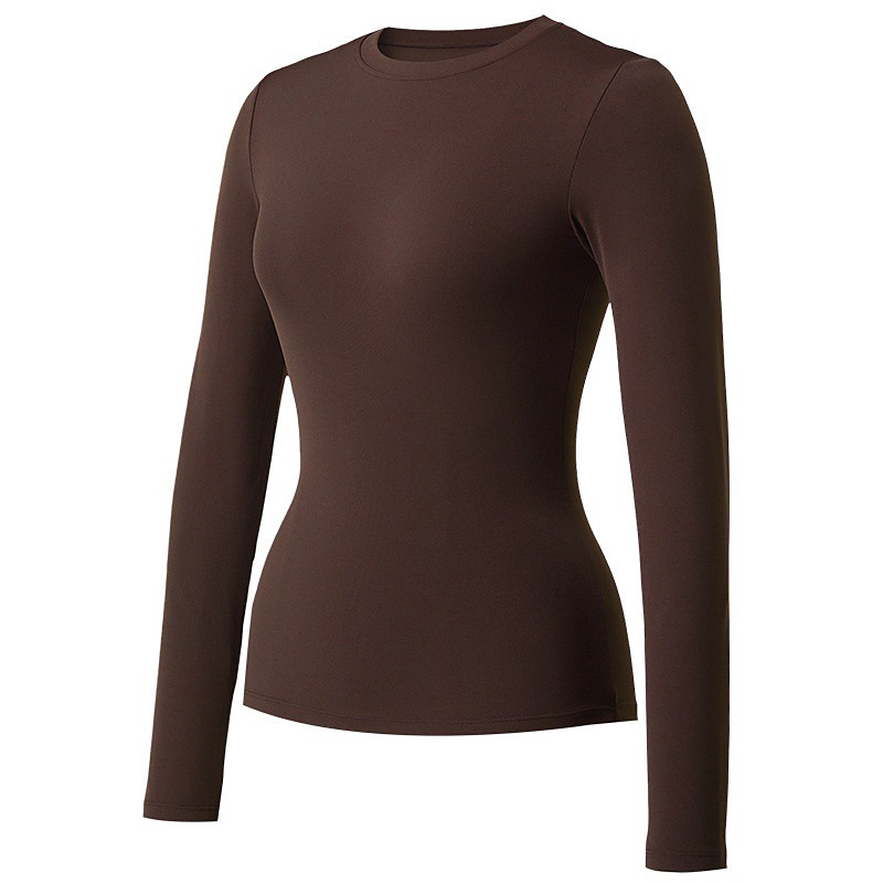 Women's pilates top Yoga Shirts Workout Tops Crew Neck Skin Friendly Lightweight Comfortable Tight Fit Long Sleeve Sports Solid Color Top For Gym Workout Running Fitness Activewear