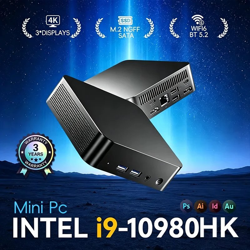 Mini PC de jeu compact avec Intel N150, 16 Go de mémoire, SSD 1 To/2 To, Windows 11, écran 4K, PC portable, petit mini PC