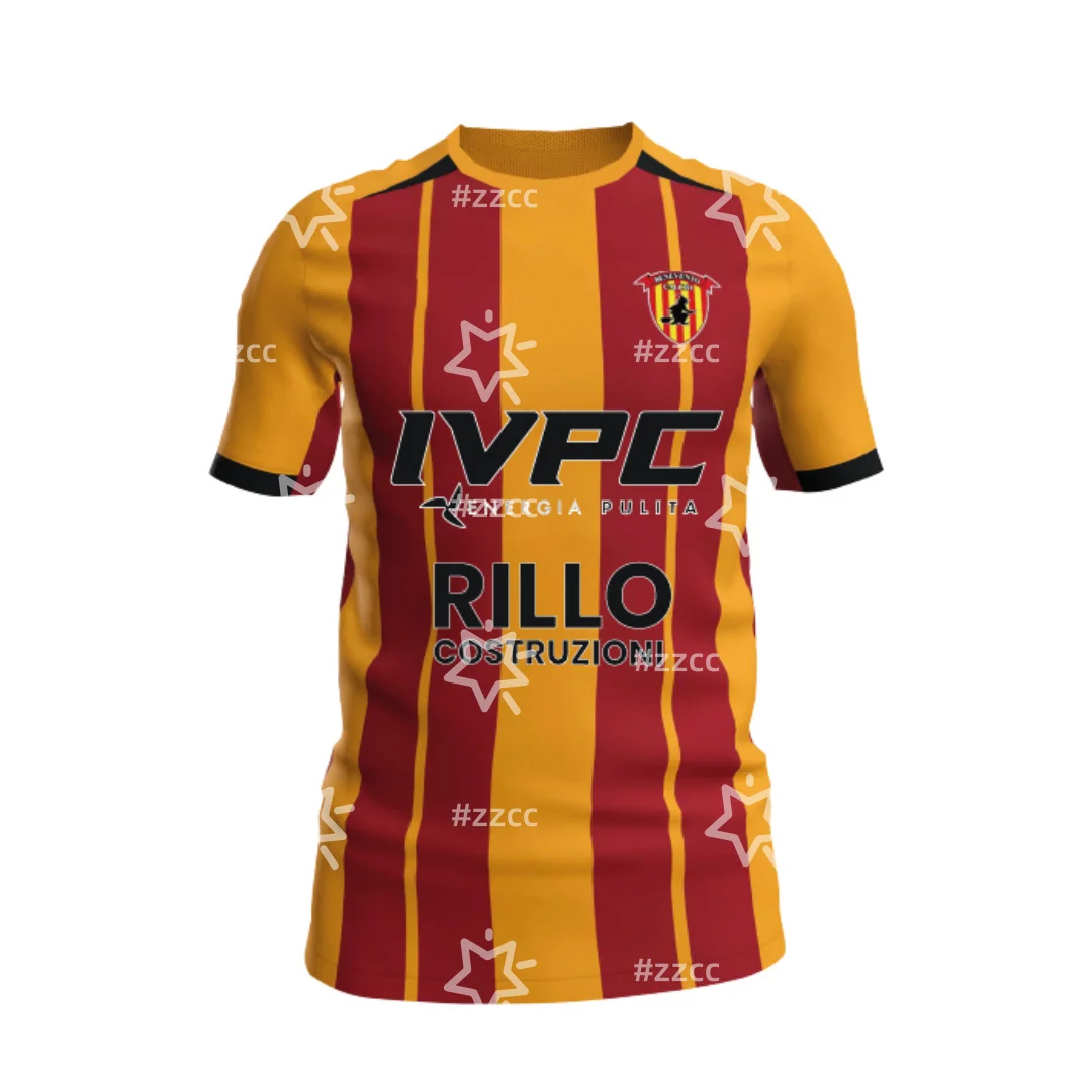 Maillot de football domicile Benevento Calcio 25-26, kit d'entraînement, t-shirt de sport d'été pour homme, t-shirt pour enfant, maillot de cyclisme pour femme ﻿