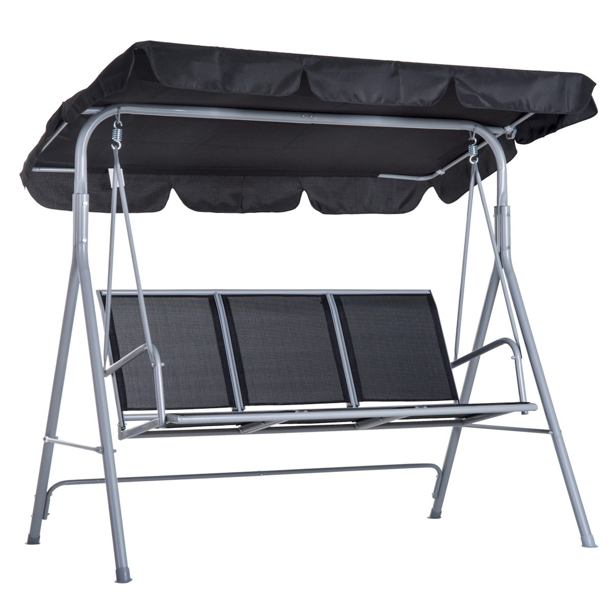 MODFU Hollywoodschaukel 3-Sitzer Metall Grau mit verstellbarem Dach, 171x108x154 cm Image