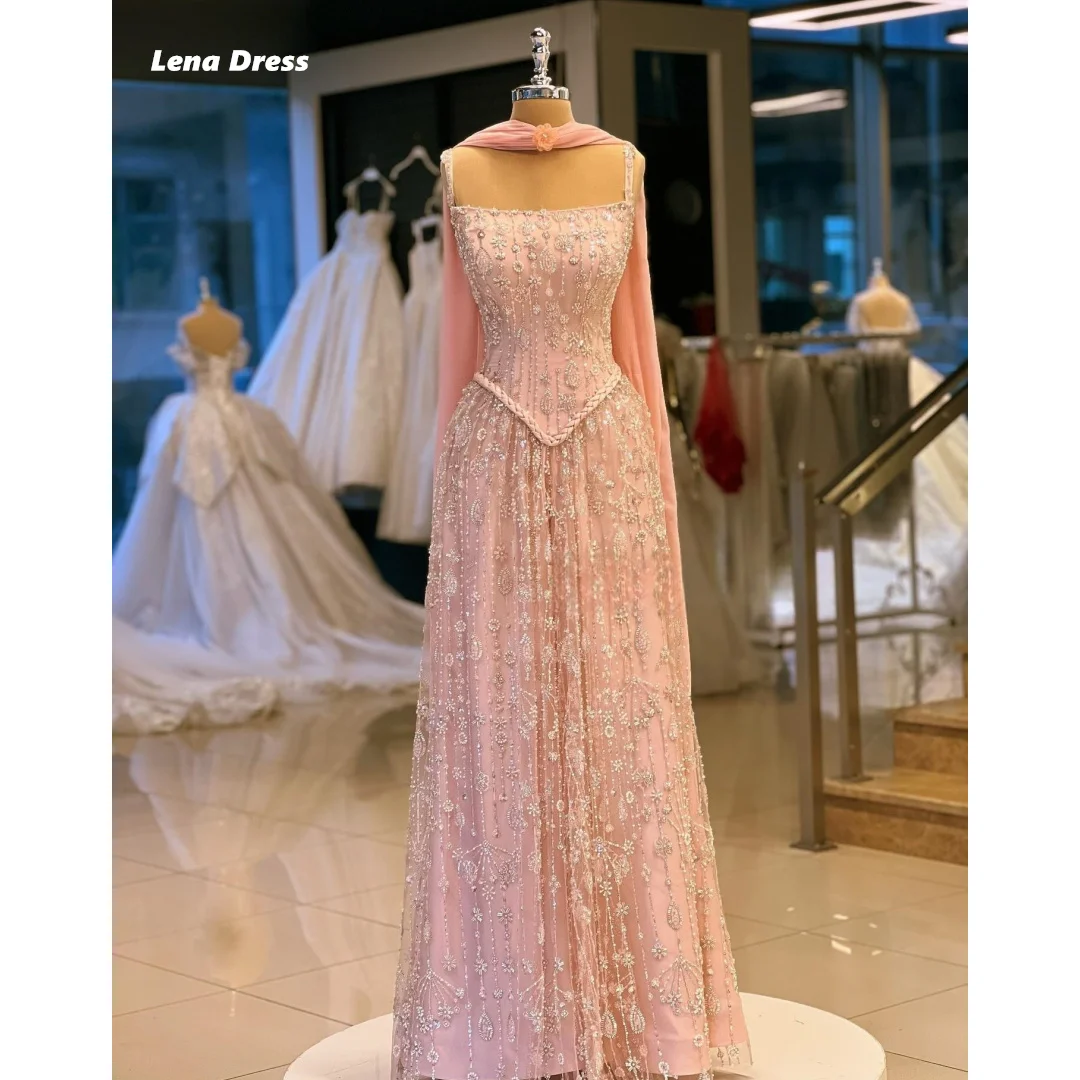 Lena Ball Gown Dress Beads Prom Dresses 2025 Luxury Evening Dresses Woman Elegant Shawl Robe Soiree Lace Custom Made Line A Long