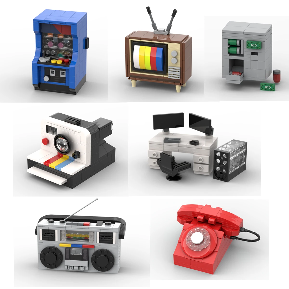 Creative Retro Bricks Television Telephone Camera MOC Building Blocks Toys Birthday Gifts