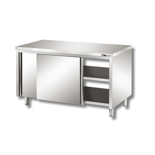 VM Europa Edelstahl Durchreicheschrank mit Zwischenboden - montiert: 150 x 70 cm Image