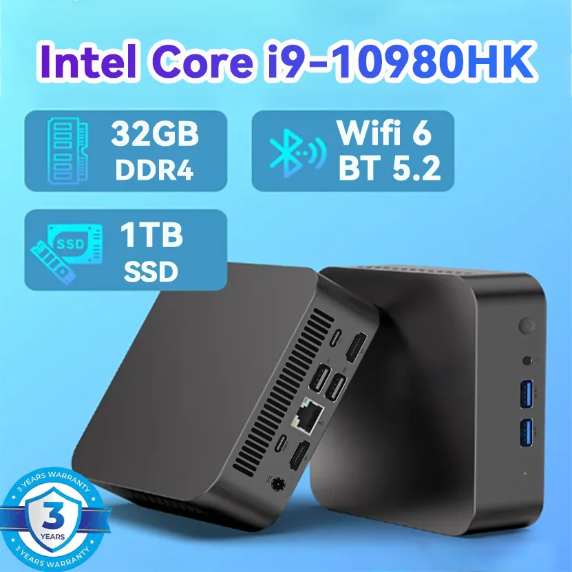 2026 Brand New Intel Core I9-10980HK Windows 11 Pro 32GB RAM 1TB SSD Gaming I9 Computer WiFi 6 USB3.0 Mini Desktop Computer PC