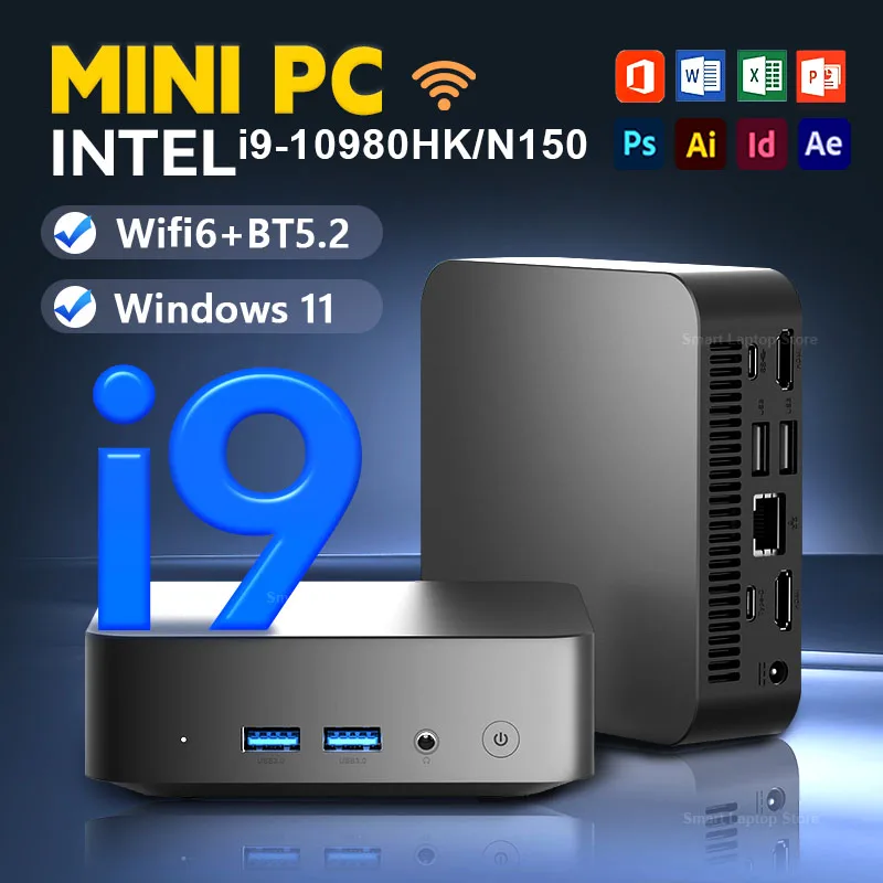 2026 Intel Core i9 10980HK N150 Mini PC Windows 11 16GB 32GB RAM 1TB 2TB SSD Gaming Computer WiFi6 BT5.2 Portable Desktop MiniPC