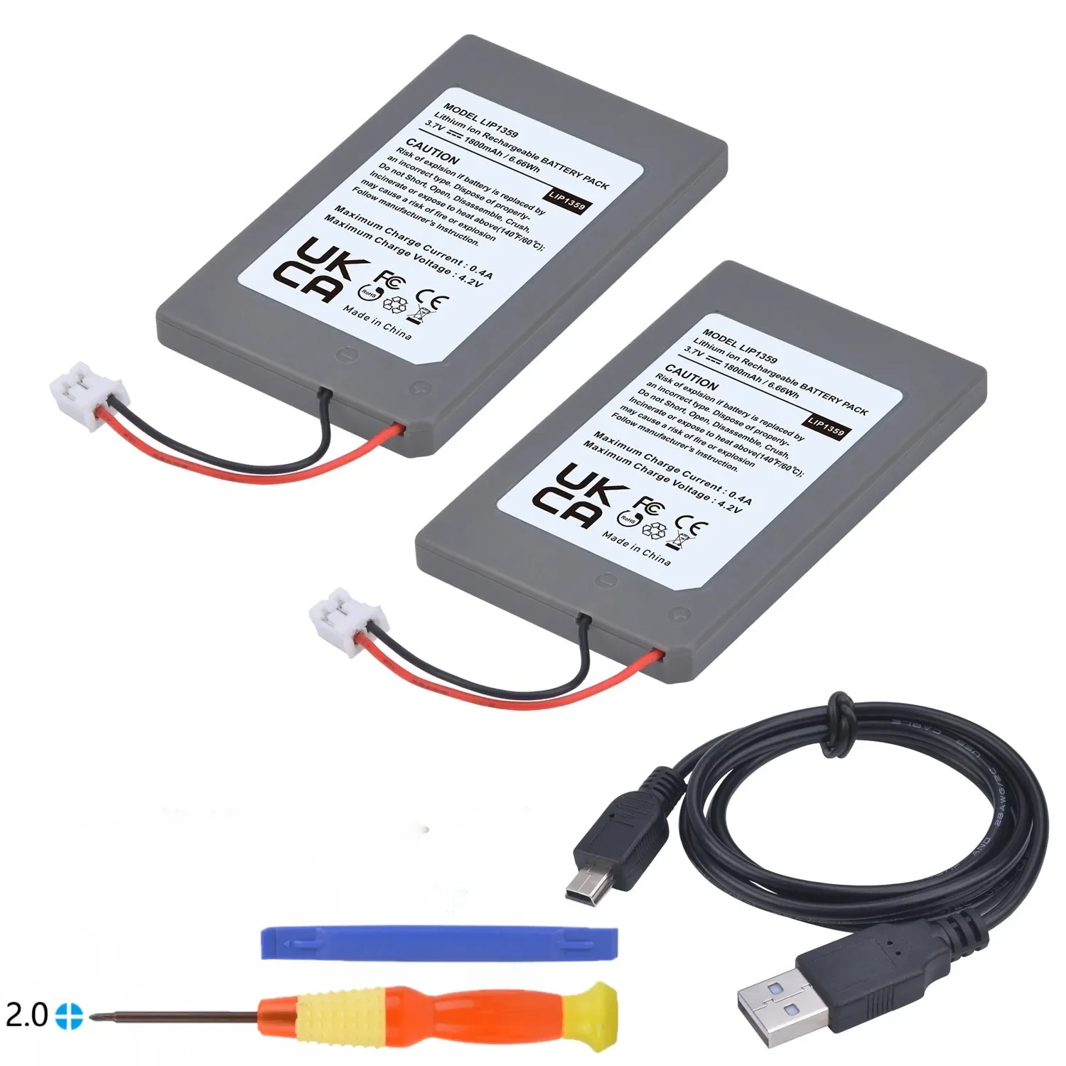 PS3 Controller Battery,1800mAh LIP1359 Replacement Battery for Sony Playstation 3 Dualshock 3 CECHZC2E CECHZC2U Controller&USB