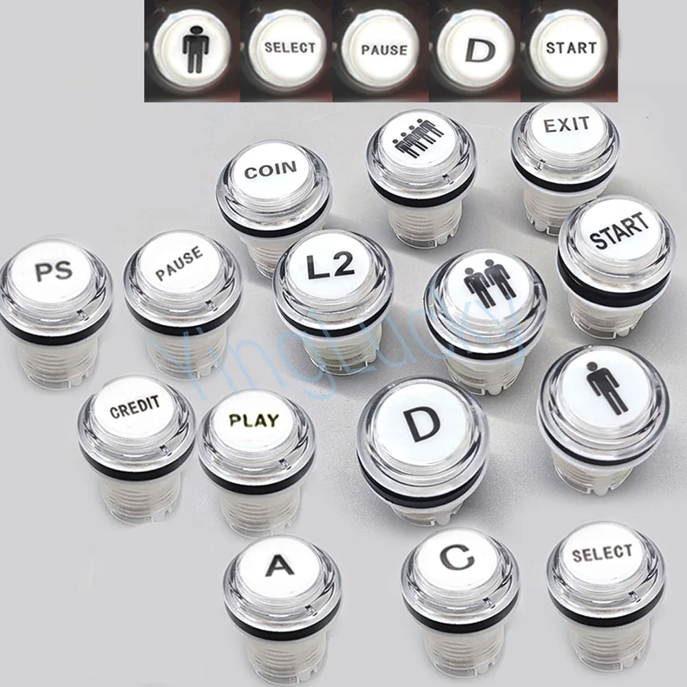 33mm 5V 12V Light Illuminated Push Button For Arcade Game Kit DIY Coin Start Select Pause Exit PS Swing Vending Crane Machine