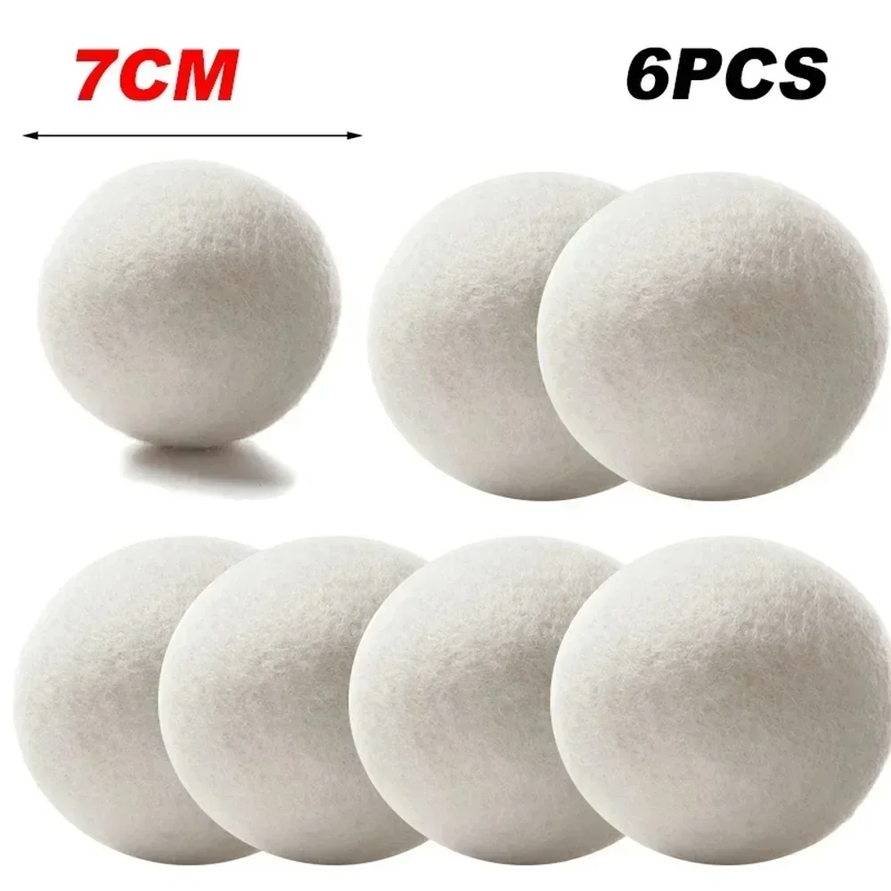 6Pcs Wool Dryer Balls Reusable Softener Laundry 7cm Laundry Ball Home Washing Balls Wool Dryer Balls Washing Machine Accessories