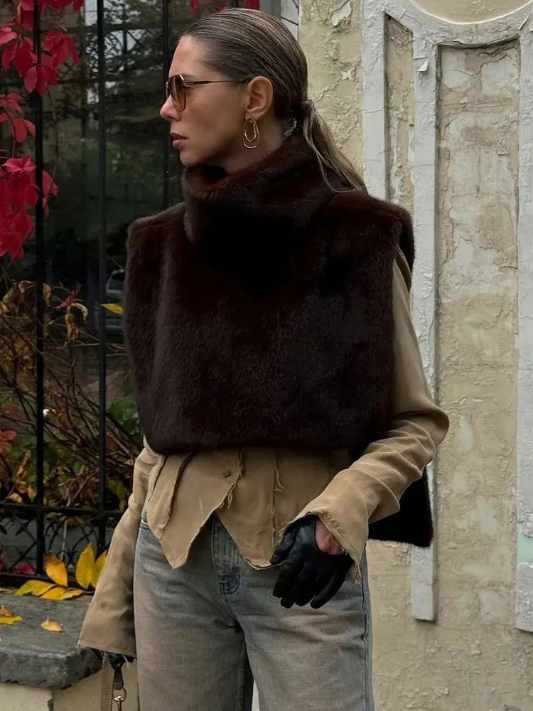 Manteau en fausse fourrure pour femme hiver fausse fourrure gilet manteau court vison manteau de fourrure artificielle printemps fausse fourrure pull veste femme manteau moelleux