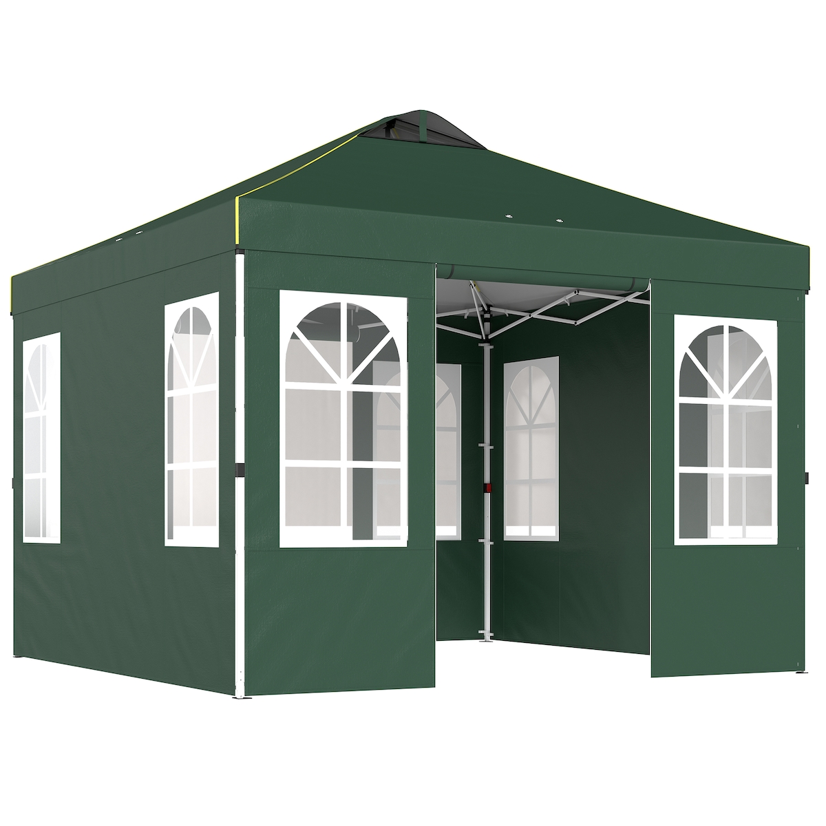 Outsunny Pop-Up-Pavillon Ein-Knopf-Aufbau UPF50+ Seitenwände höhenverstellbar 3x3m Grün Image