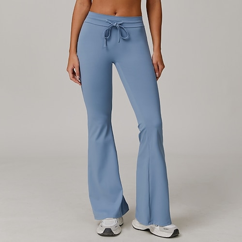 Per donna Pantaloni fitness Pantaloni da Pilates Pantaloni da allenamento Coulisse Gamba larga Senza cuciture Allenamento in Palestra Corsa Fitness Pantaloni Tinta unica Cachi Nero Blu Gli sport
