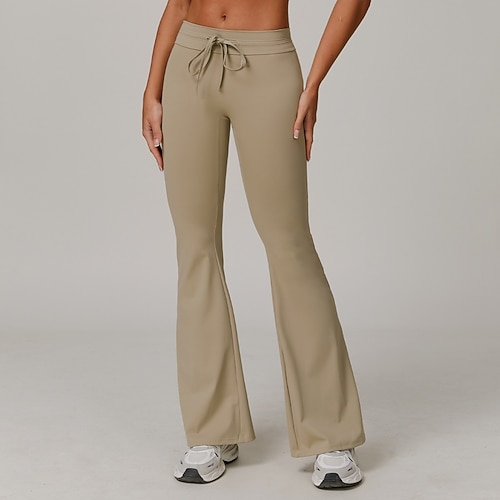 Per donna Pantaloni fitness Pantaloni da Pilates Pantaloni da allenamento Coulisse Gamba larga Senza cuciture Allenamento in Palestra Corsa Fitness Pantaloni Tinta unica Cachi Nero Blu Gli sport