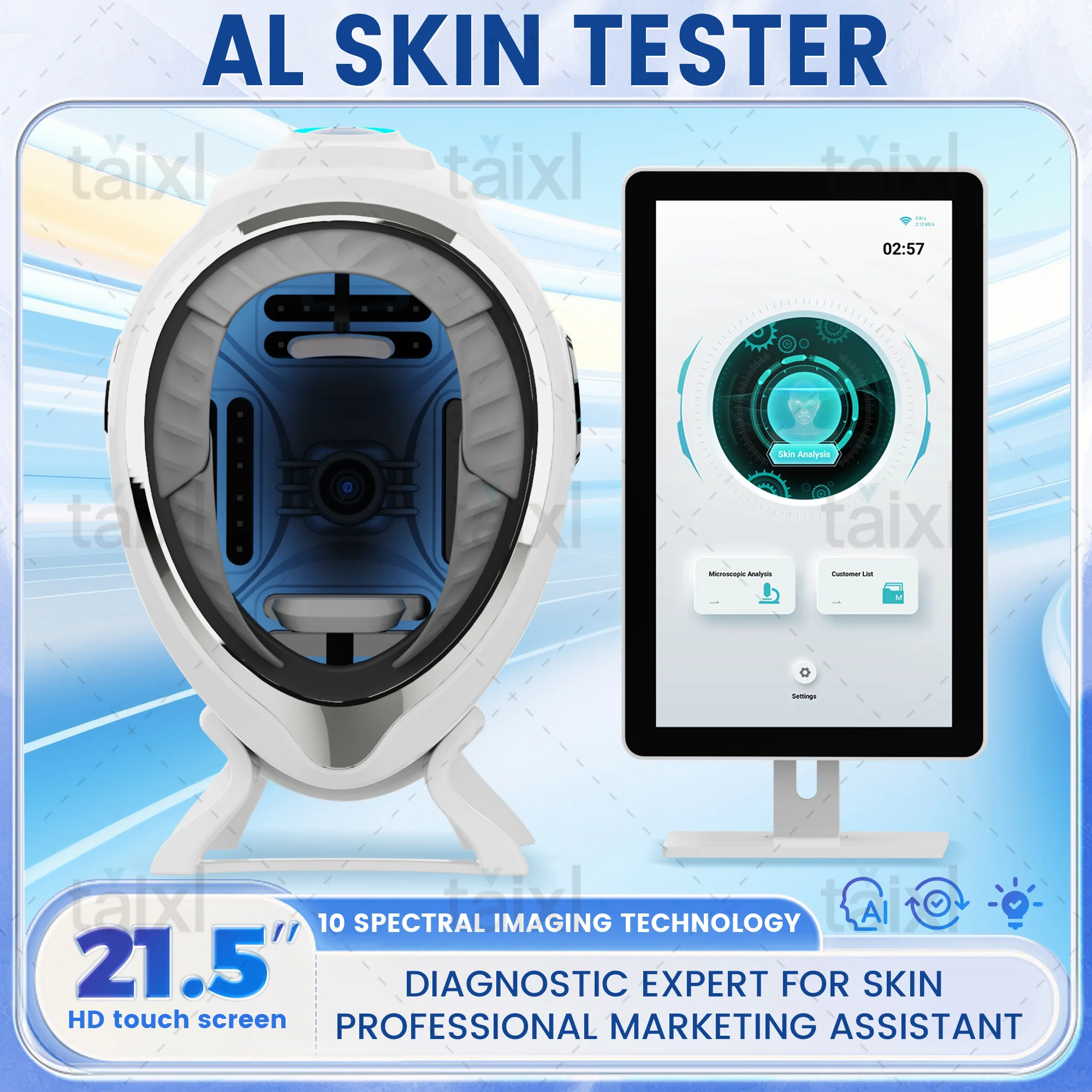 Professioneller 3D-Hautscanner Magic Mirror Gesichtsanalyse-Gerät Tragbarer Gesichtsmonitor Hautpflege-Detektor Hautanalyse-Maschine Image