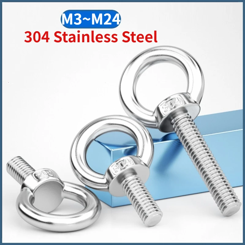 M3 M4 M5 M6 M8 M10 M12 M14 M16 M18 M20 M24 304 Edelstahl Hebeösen-Schrauben Ringösen Hakenösen Image