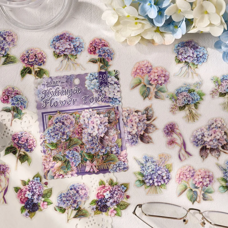 20 Stück/Set Schöne Romantische Blumen-Aufkleber Set Florale DIY Scrapbook Handgemachtes Album Scrapbooking Dekorative Papier-Zubehörteile Image