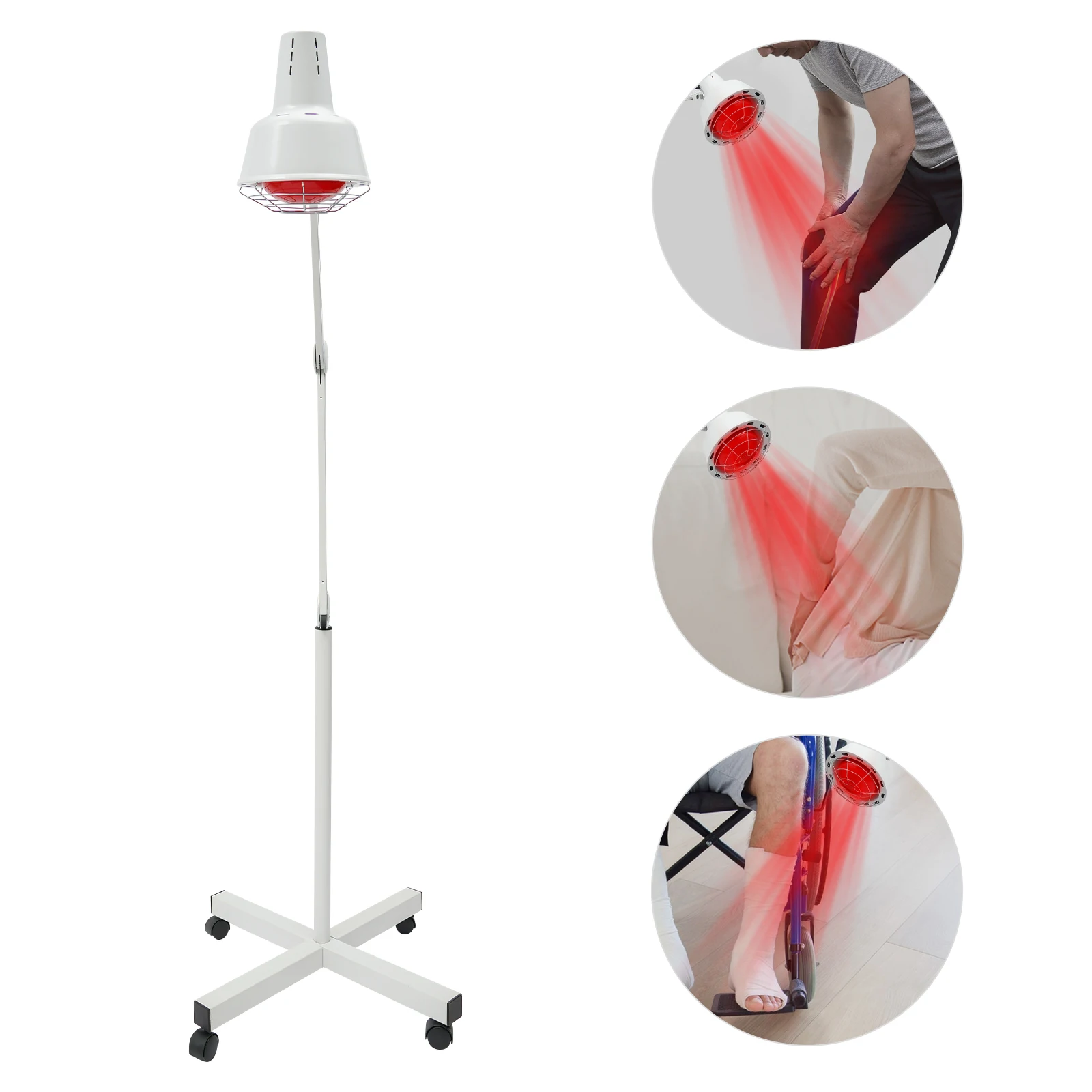 Lampe à lumière rouge portable 275W, lampe chauffante infrarouge W | Roue universelle, lumière rouge, lampe à lumière infrarouge, température réglable 0-90 ° C