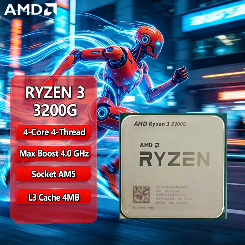 AMD Ryzen 3 3200G R3 3200G 3,6GHz Quad-Core 4-Thread 65W AM4 CPU mit Radeon Vega 8 Grafik Desktop-Prozessor Gaming-CPU Image