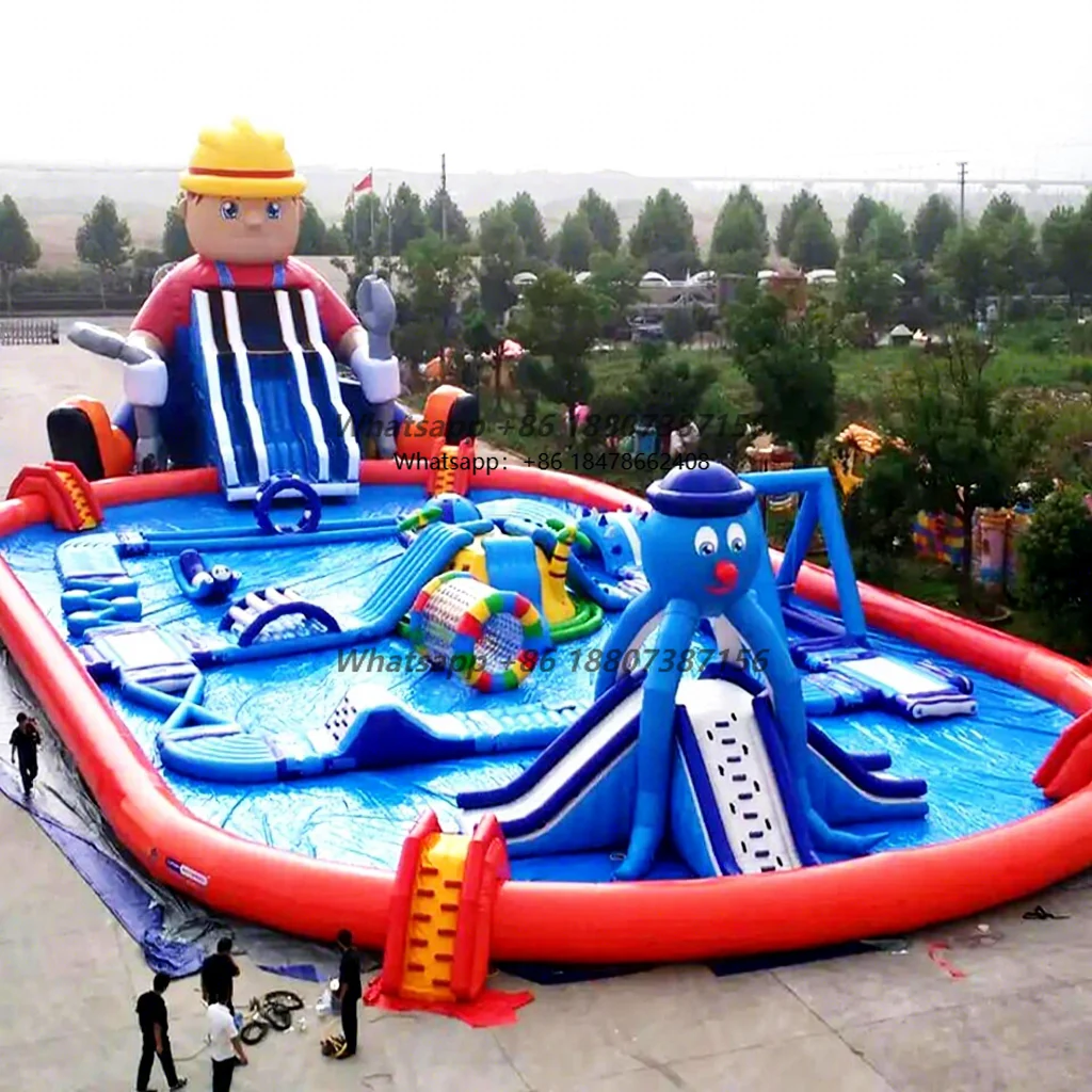 Neues Wasserspielgerät für den Park: Aufblasbare Wasserrutsche für Schwimmbäder und Outdoor-Spielplätze Image