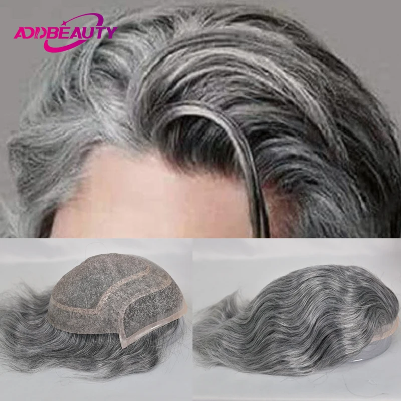 Haarteil für Männer mit gebleichten Knoten, Lace-Front-Haarprothese, PU-Basis, indisches Echthaar, natürlicher Haarersatz mit Haarlinie Image
