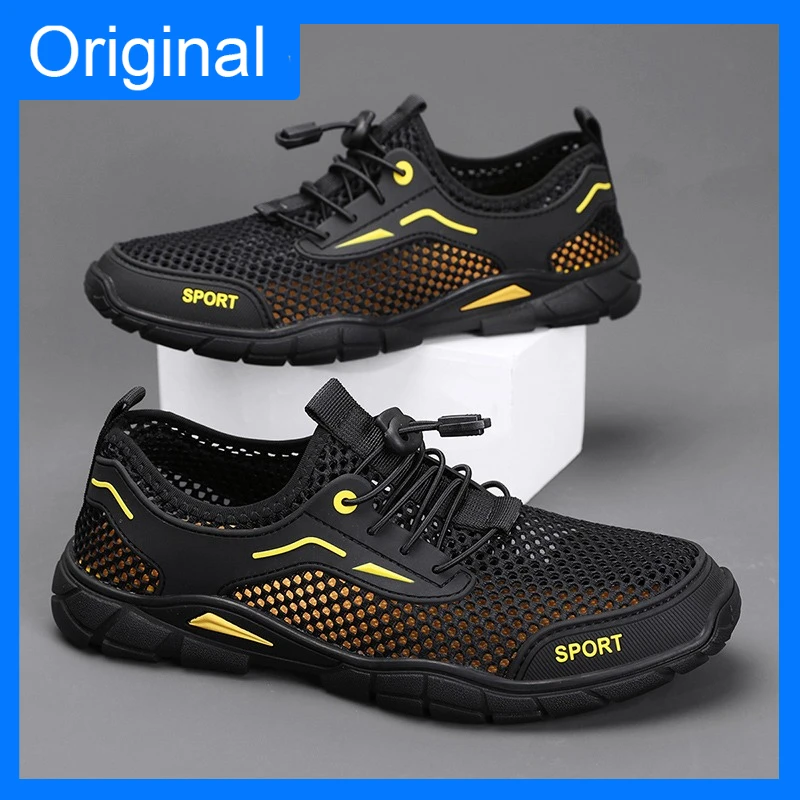 Herren-Wanderschuhe, atmungsaktives Mesh, lässige, bequeme Sportschuhe, große Größe, rutschfest, leicht, für den täglichen Gebrauch im Freien, Freizeitschuhe