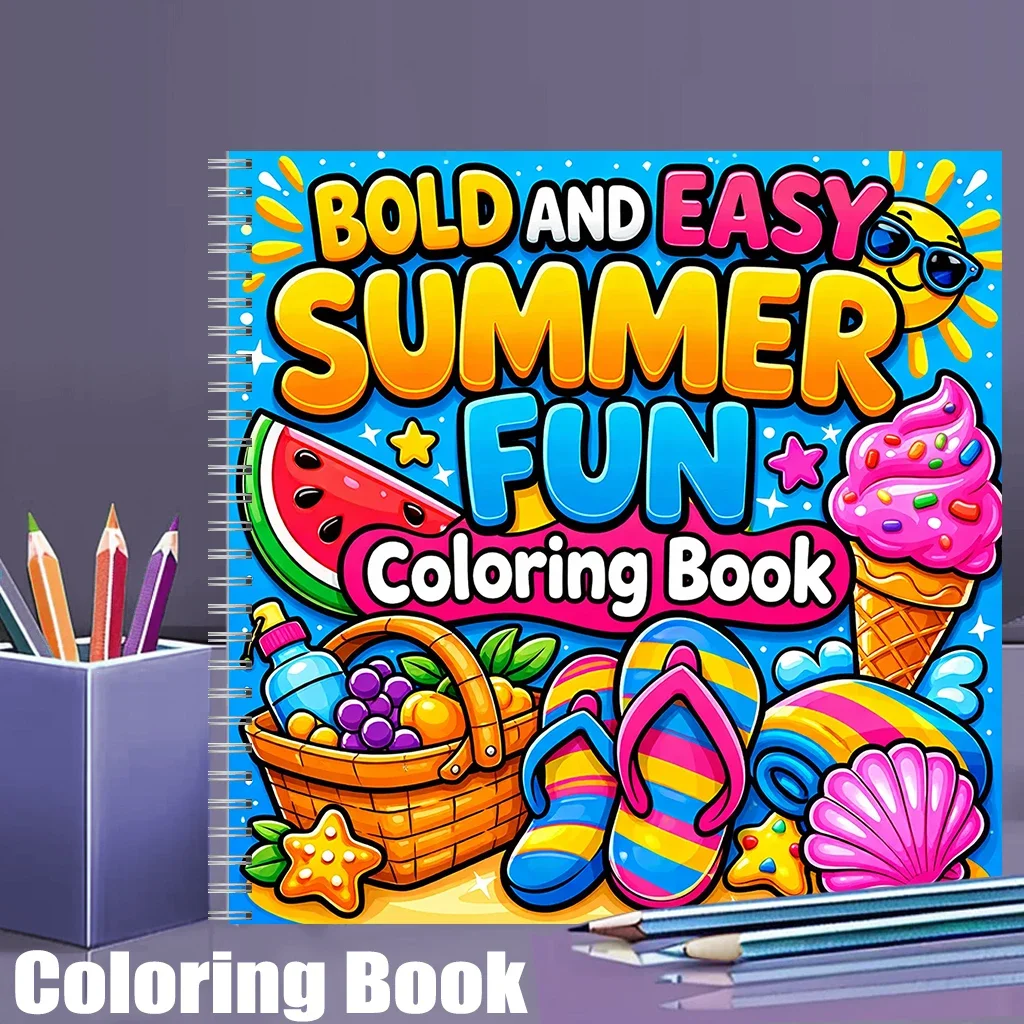 Malbuch Sommer-Spaß für Erwachsene, Entspannendes Malbuch, Stressabbau, Geburtstagsgeschenk & Schulanfang-Kunstbedarf Image