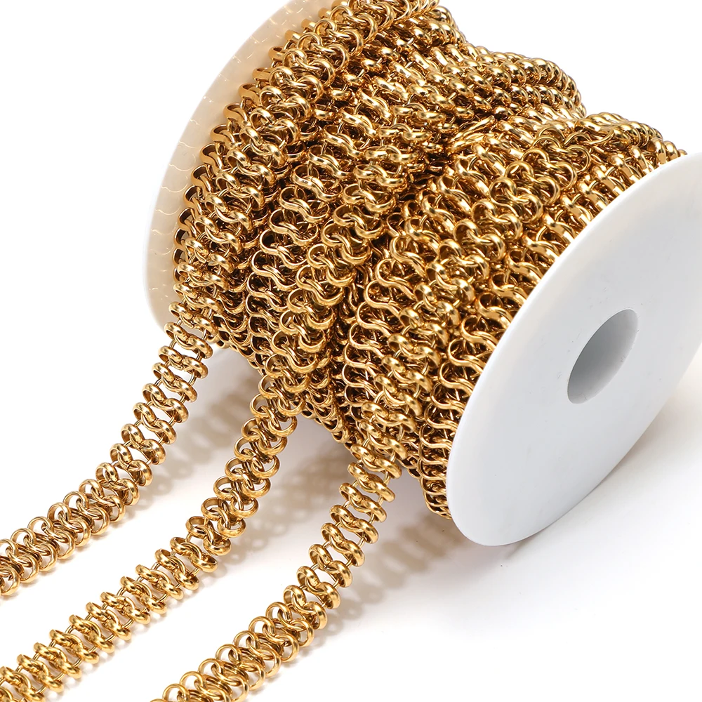 1 Meter Edelstahl Gold Knoten Große 8-förmige Ketten für DIY Schmuckherstellung Hip-Hop Halsketten Zubehör und Materialien