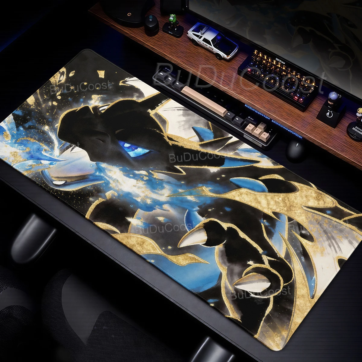 Anime Gaming Mousepad P-Pokemon Ink Wash Greninja Charizard Mauspad, rutschfeste Gummi-Stickkante, PC-Schreibtischunterlage, Laptop-Zubehör Image