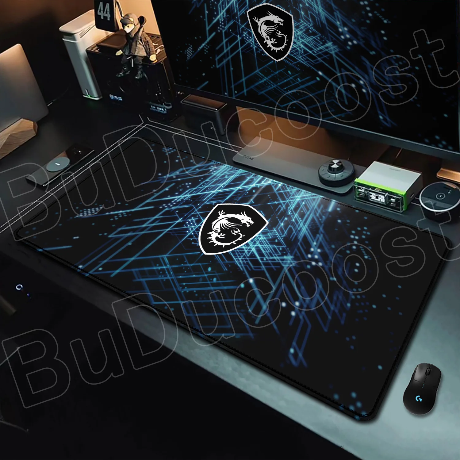 40 x 90 cm Laptop-Gamer-Schreibtisch-Schutzmatte, MSI, großes, rutschfestes Gummi-Mauspad, XXL, für Zuhause, Büro, waschbar, PC-Tastatur, Teppich, Mausepad Image
