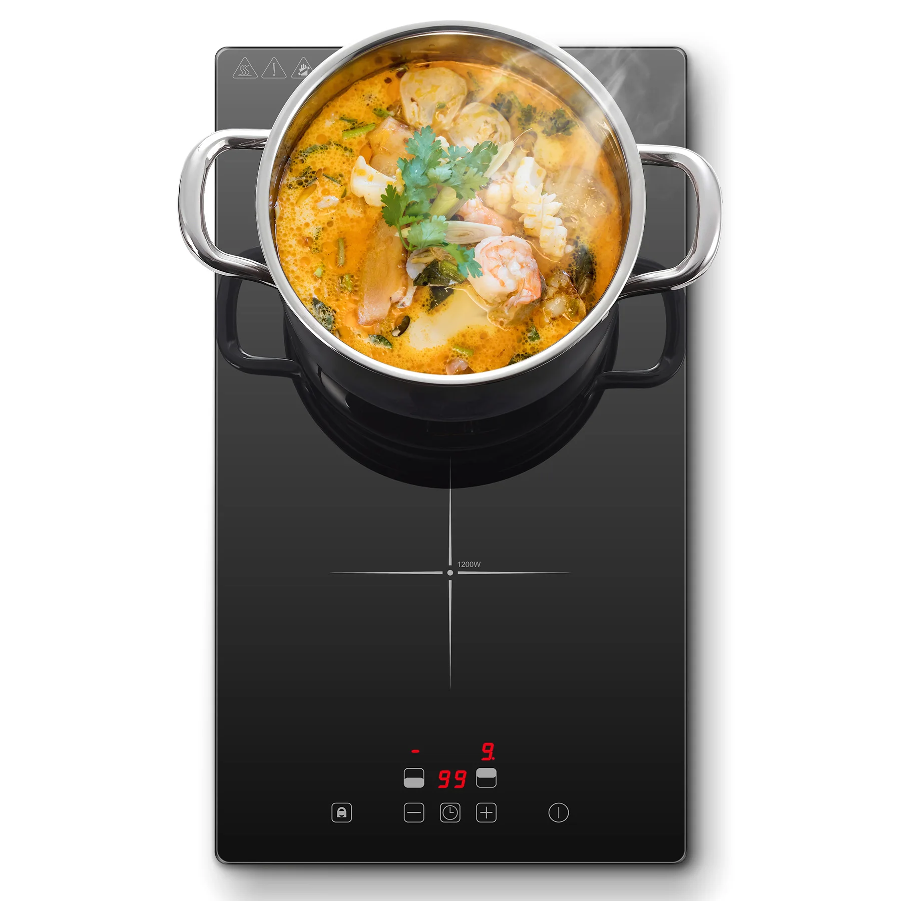2-Zonen-Induktionskochfeld, 30 cm, Einbaugerät, 3000 W, Touch-Bedienung, 9 Leistungsstufen, Timer, Kindersicherung, CE-zertifiziert Image