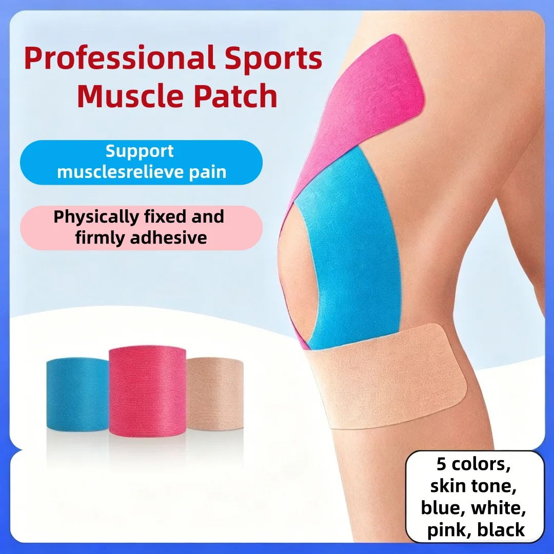 Kinetisches Tape und elastisches Sporttape werden zur Unterstützung und Erholung eingesetzt, geeignet für Ballsportarten, Schwimmen und Bergsteigen. Image
