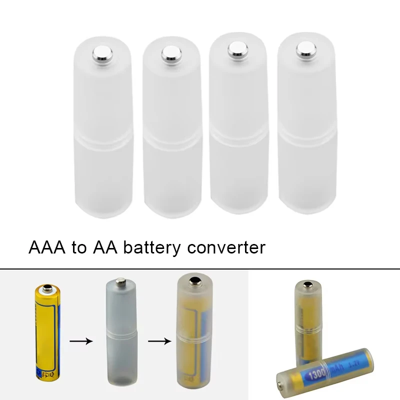 4 Stück AAA-zu-AA-Batteriekonverter-Adapter, Batteriehalter, langlebiger Gehäusekonverter, Batteriekonverter, Aufbewahrungsbox Image