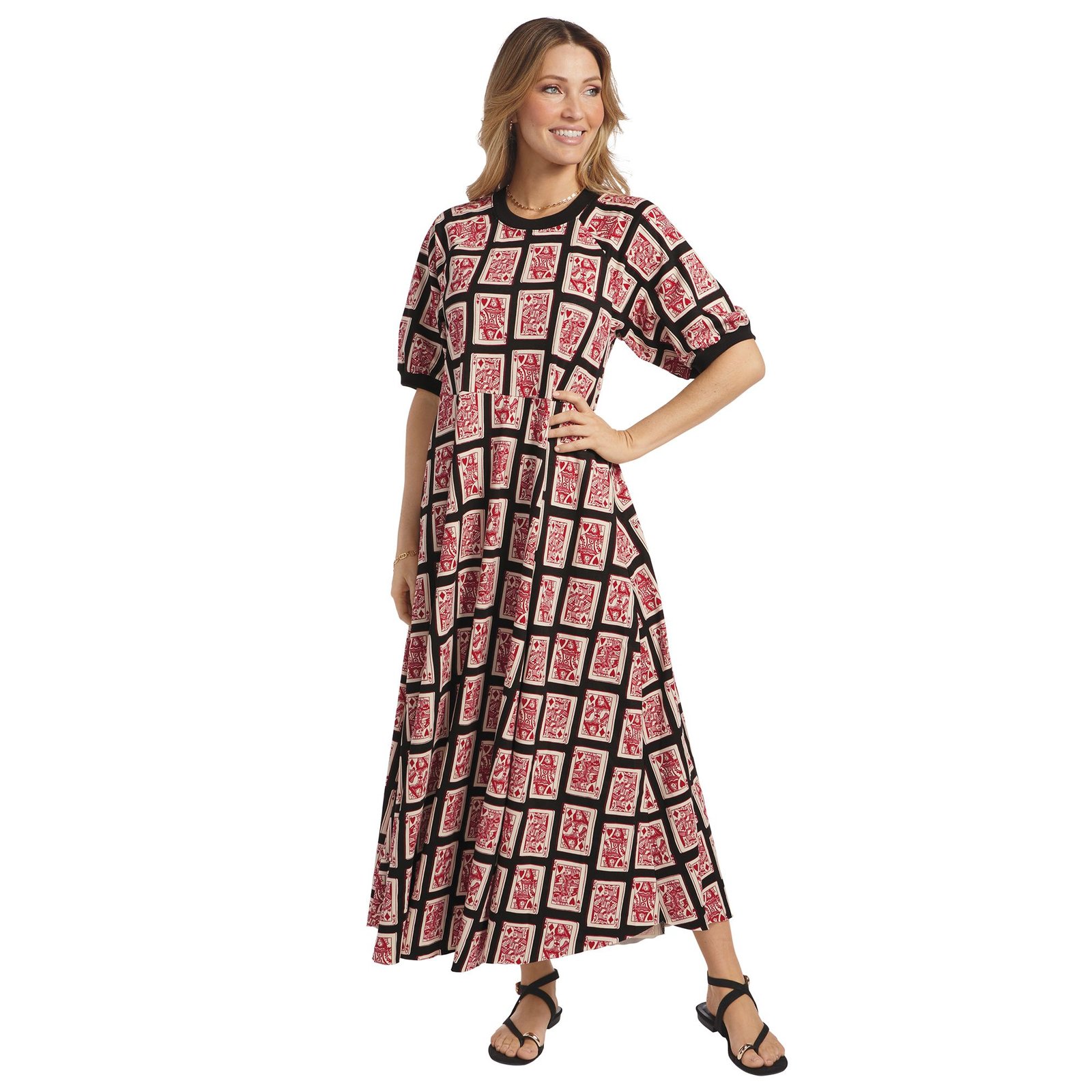 Masseys Daily T-Shirt Maxi Dress (Size 5X) Lady Luck, Cotton