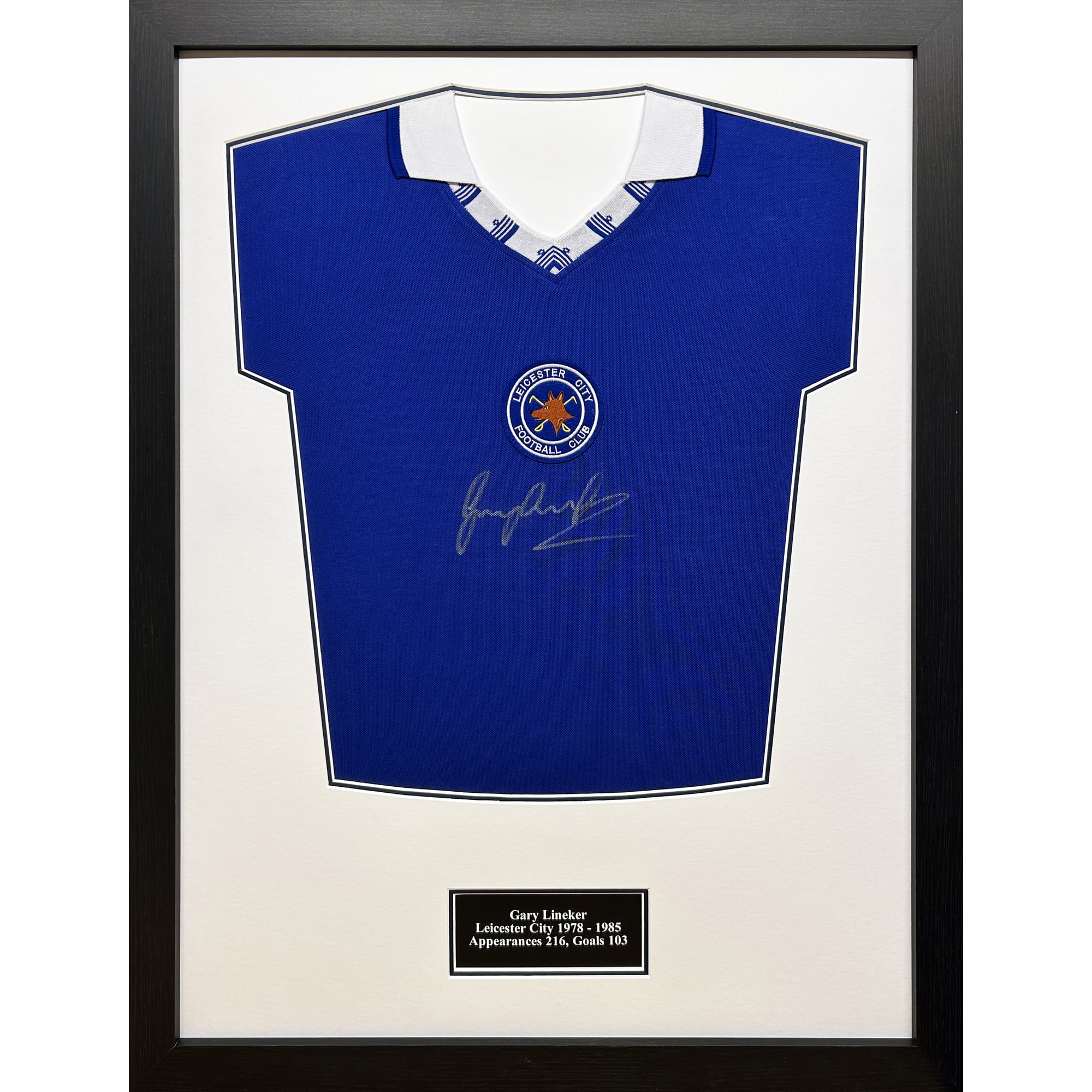 Leicester City Gary Lineker signiertes Trikot gerahmt
