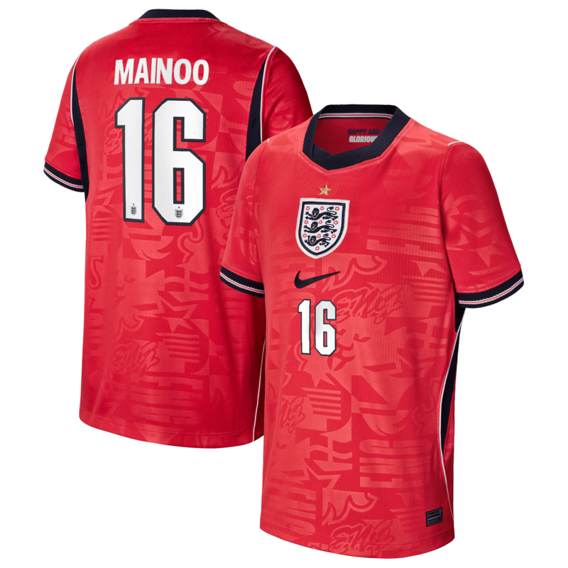 "England Nike Stadium Auswärtstrikot 2026 - Kinder mit Aufdruck Mainoo 16" Image