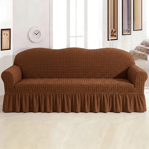 3D-Stretch-Sofabezug im Landhausstil mit Volant, waschbarer elastischer Sofabezug für 1-, 2-, 3- und 4-Sitzer, passgenauer Möbelschutz Image
