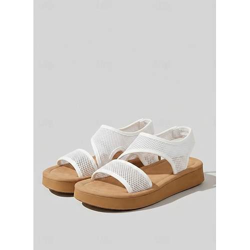 Atmungsaktive Mesh-Plateausandalen für Damen – leichte, lässige Sommersandalen im bequemen Zehenbereich für draußen, perfekt zum Spazierengehen, Reisen, für den Strand, den Garten und den Alltag. Image