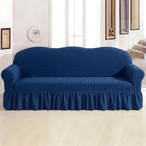 3D-Stretch-Sofabezug im Landhausstil mit Volant, waschbarer elastischer Sofabezug für 1-, 2-, 3- und 4-Sitzer, passgenauer Möbelschutz Image