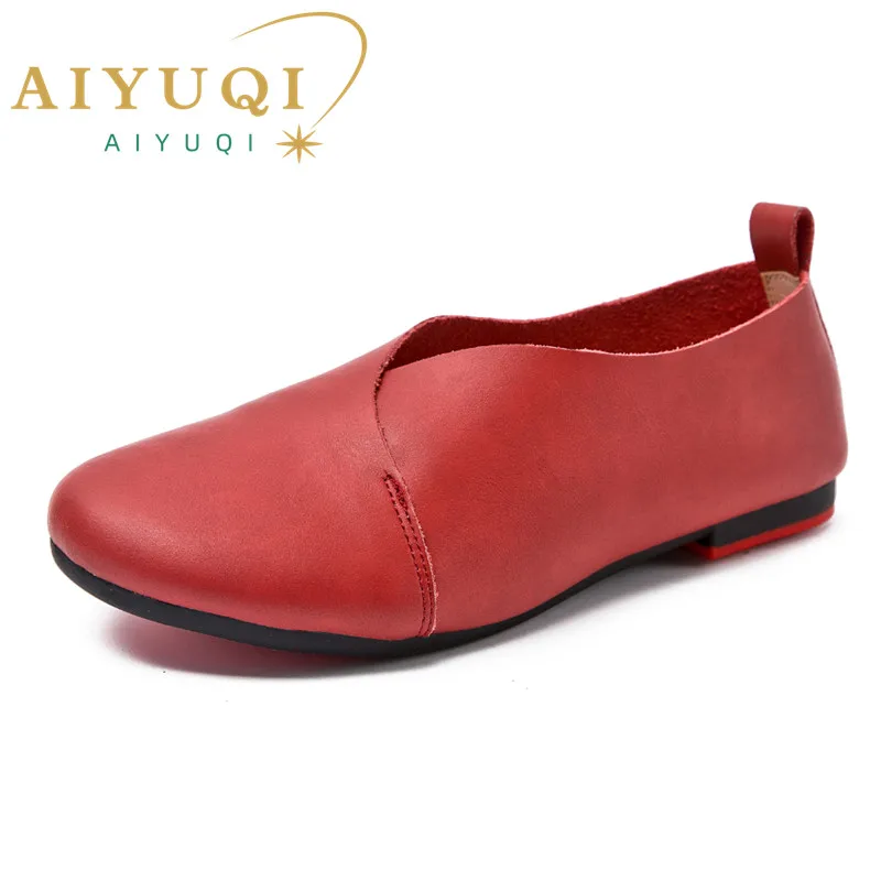AIYUQI Damenschuhe aus echtem Leder 2026 Neue flache, bequeme Damenschuhe in großer Größe 43, 7 Farben, rutschfeste Mutterschuhe Image